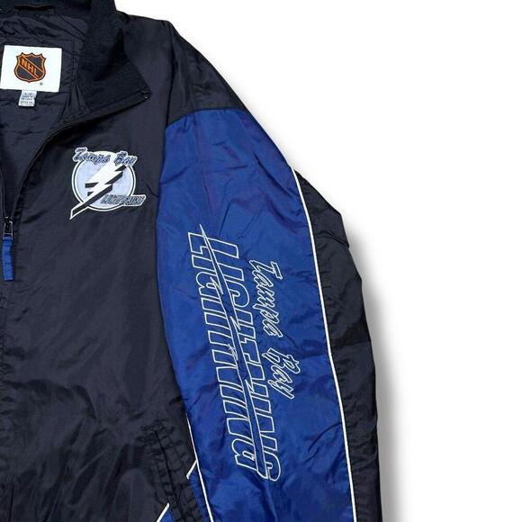 Vintage NHL Tampa Bay Lightning Windbreaker Jacket Black Blue Large Retro 90s - Picture 5 of 12